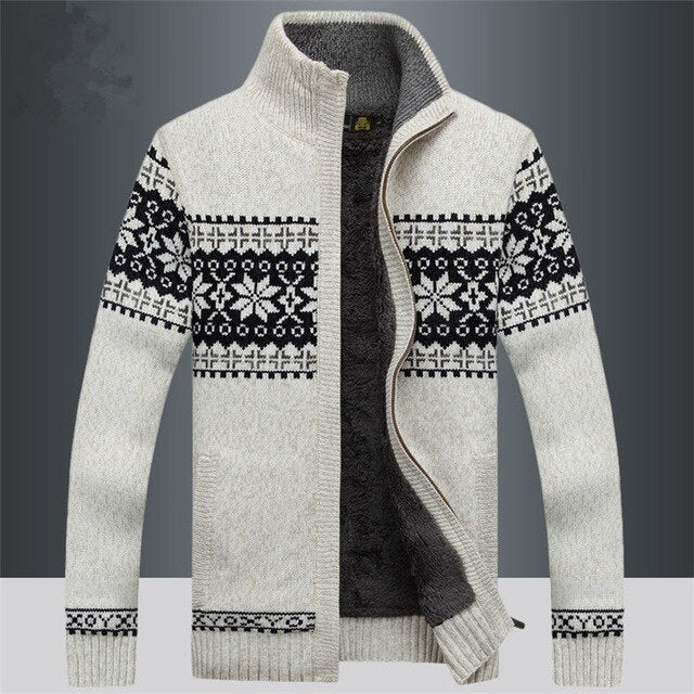 Heren Gebreid Vest met Rits - Klassiek Warm Design - Wit