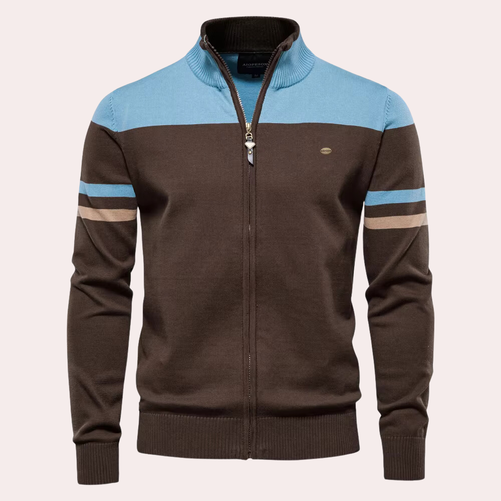 Heren Gebreid Vest met Rits - Sportieve Casual Look - Blauw