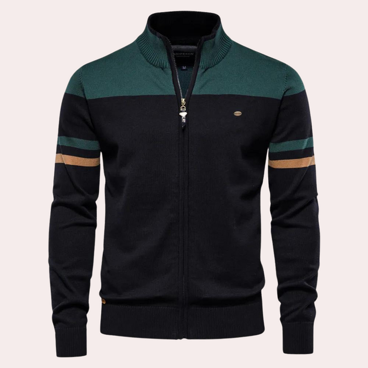 Heren Gebreid Vest met Rits - Sportieve Casual Look - Groen