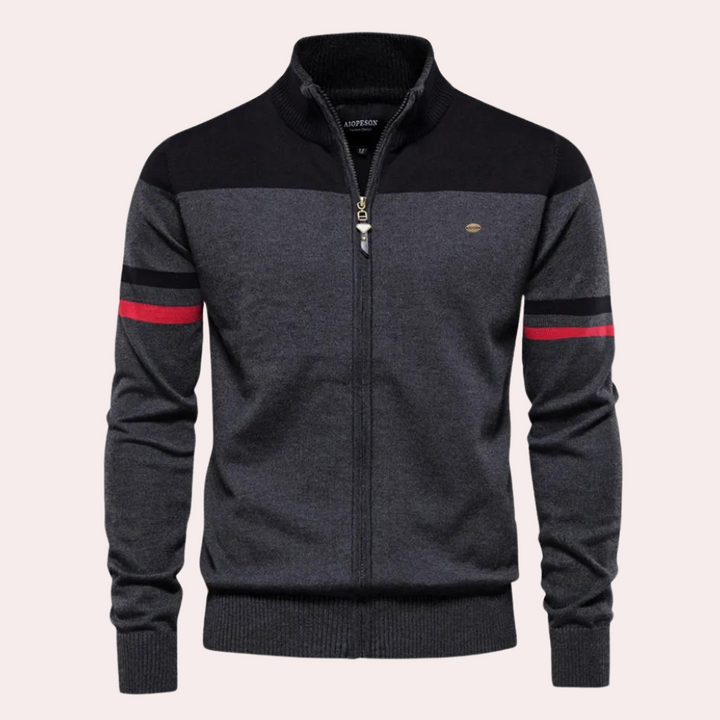 Heren Gebreid Vest met Rits - Sportieve Casual Look - Zwart