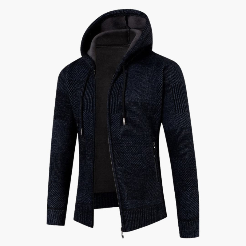 Heren Gebreid Vest met Ritssluiting - Casual Hoodie - Blauw