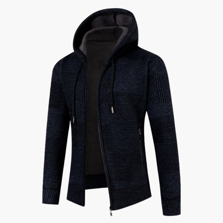 Heren Gebreid Vest met Ritssluiting - Casual Hoodie - Blauw