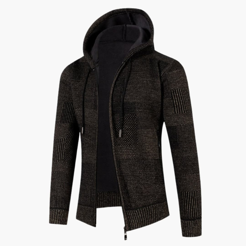 Heren Gebreid Vest met Ritssluiting - Casual Hoodie - Bruin