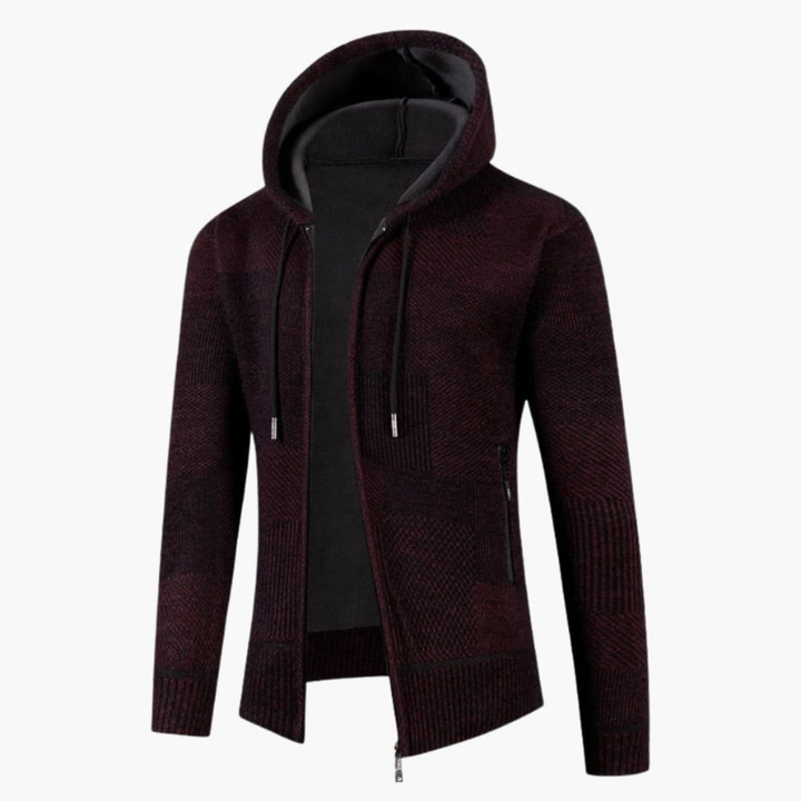 Heren Gebreid Vest met Ritssluiting - Casual Hoodie - Rood