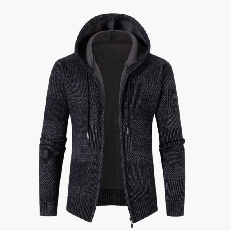 Heren Gebreid Vest met Ritssluiting - Casual Hoodie - Zwart
