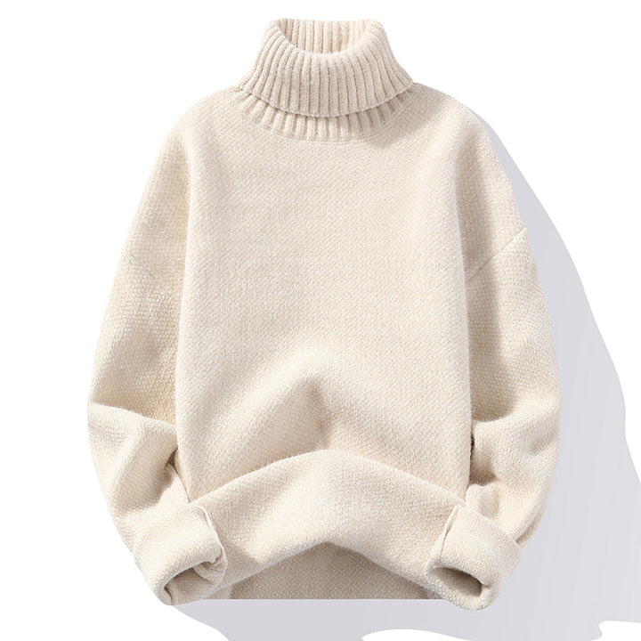 Heren Gebreide Coltrui - Klassieke Wollen Trui - Beige
