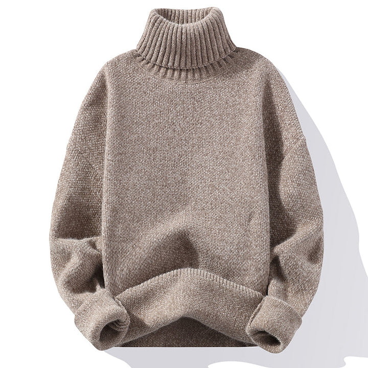 Heren Gebreide Coltrui - Klassieke Wollen Trui - Khaki