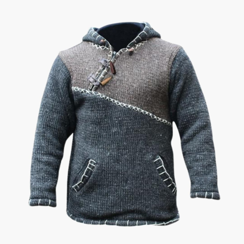 Heren Gebreide Hoodie met Kangaroezak - Casual Design - Grijs