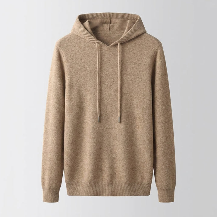 Heren Gebreide Pullover Hoodie in beige, Klassieke Pasvorm