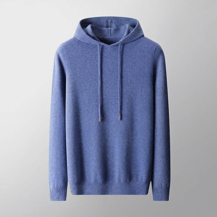 Heren Gebreide Pullover Hoodie in blauw, Klassieke Pasvorm