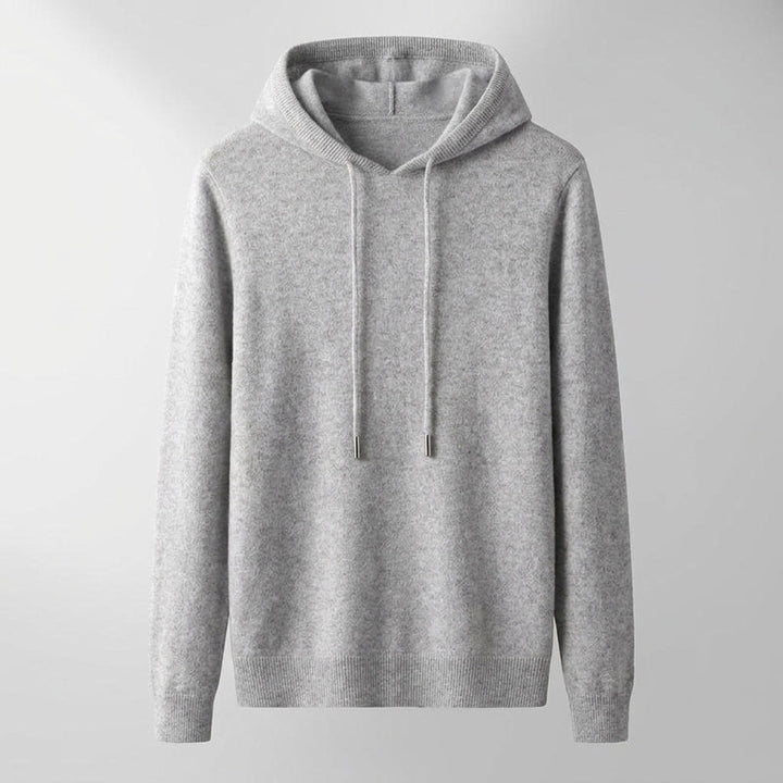 Heren Gebreide Pullover Hoodie in grijs, Klassieke Pasvorm