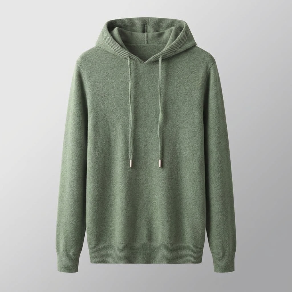 Heren Gebreide Pullover Hoodie in groen, Klassieke Pasvorm