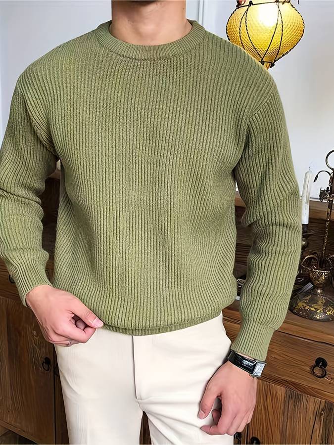 Heren Gebreide Ribbel Sweater - Tijdloze Warmte - Groen