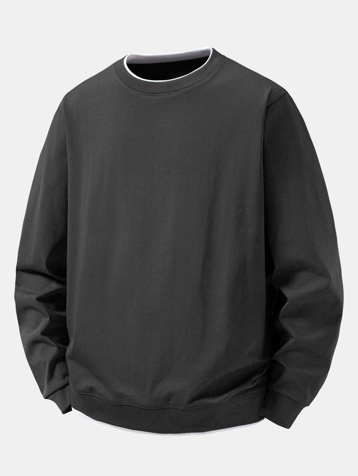 Heren Gelaagde Crew Neck Sweatshirt in grijs, Casual Pullover