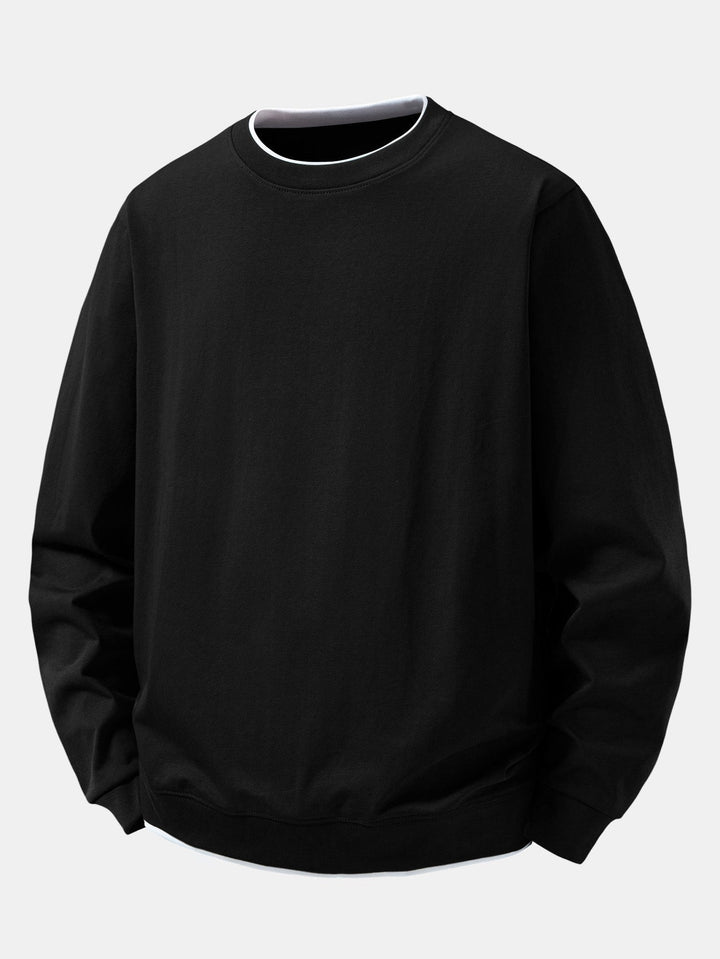 Heren Gelaagde Crew Neck Sweatshirt in zwart, Casual Pullover