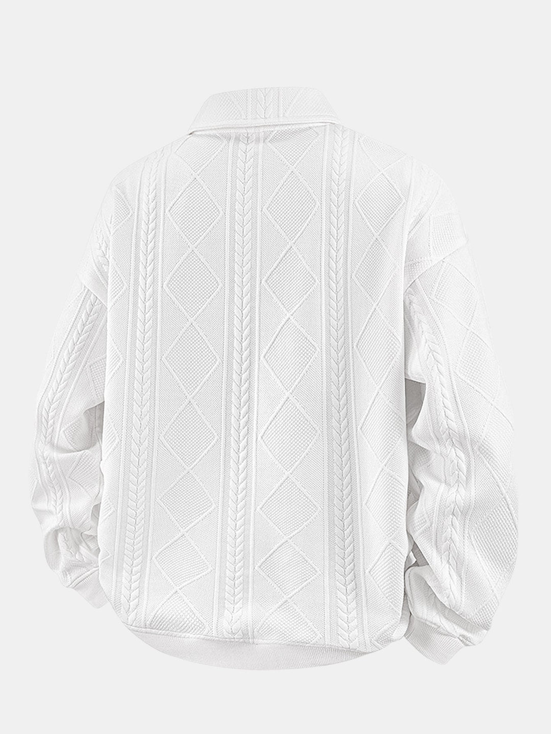 Heren Geometric Jacquard Polokraag Sweatshirt - Relaxed Fit