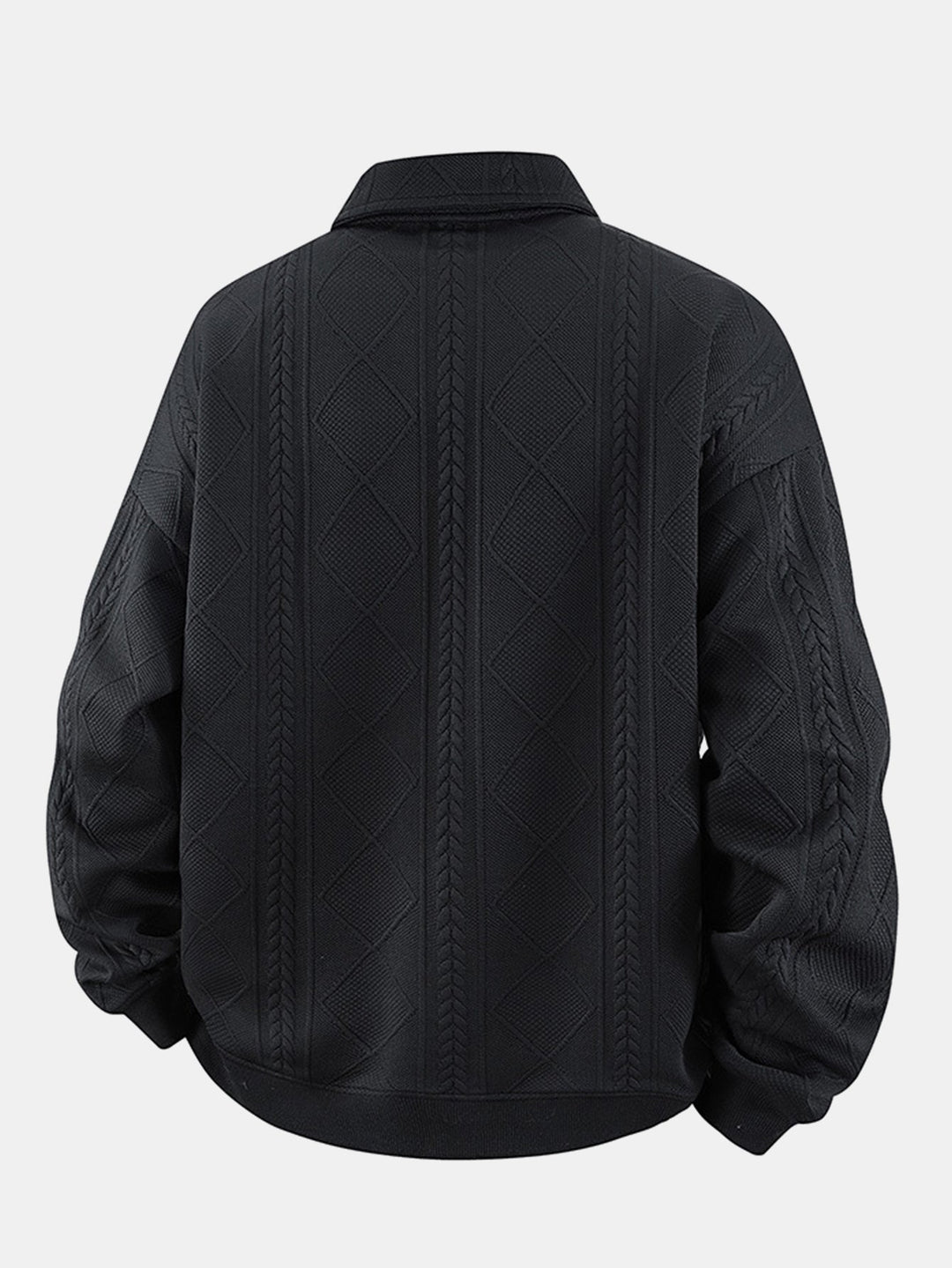 Heren Geometric Jacquard Polokraag Sweatshirt - Relaxed Fit