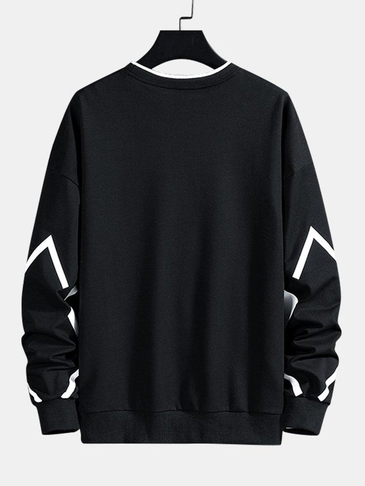 Heren Geometrische Print Crew Neck Sweatshirt - Relaxed Fit