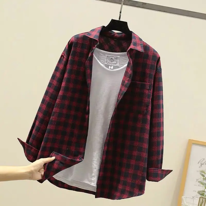 Heren geruit overhemd met slanke pasvorm - Casual elegantie - Rood 2