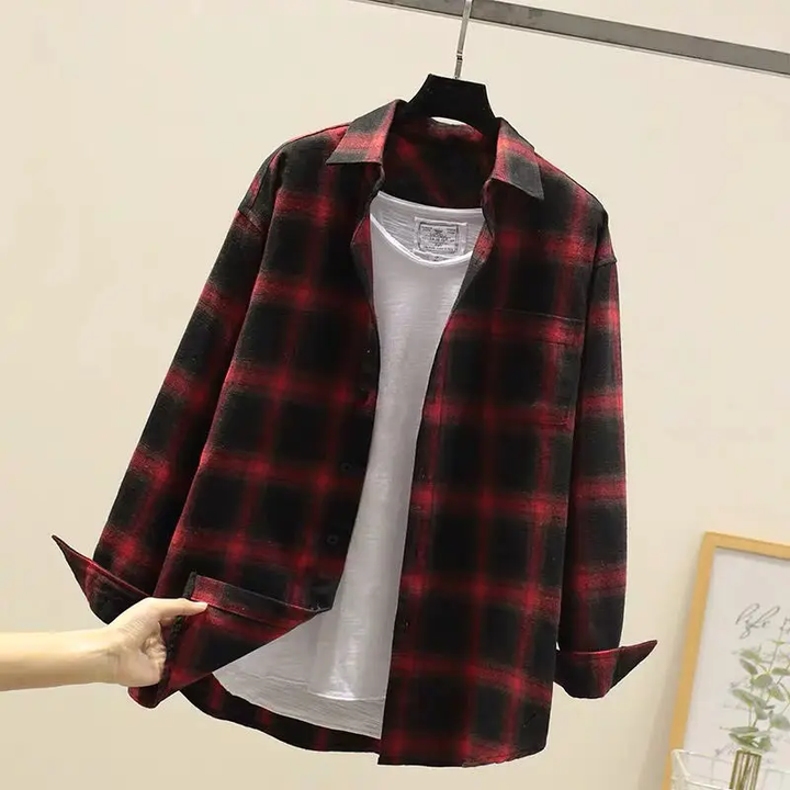Heren geruit overhemd met slanke pasvorm - Casual elegantie - Rood