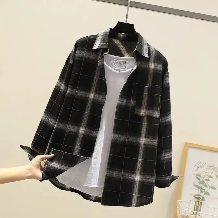 Heren geruit overhemd met slanke pasvorm - Casual elegantie - Zwart 2