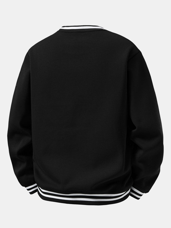 Heren Gestreepte Crew Neck Sweatshirt - Relaxed Fit Katoen