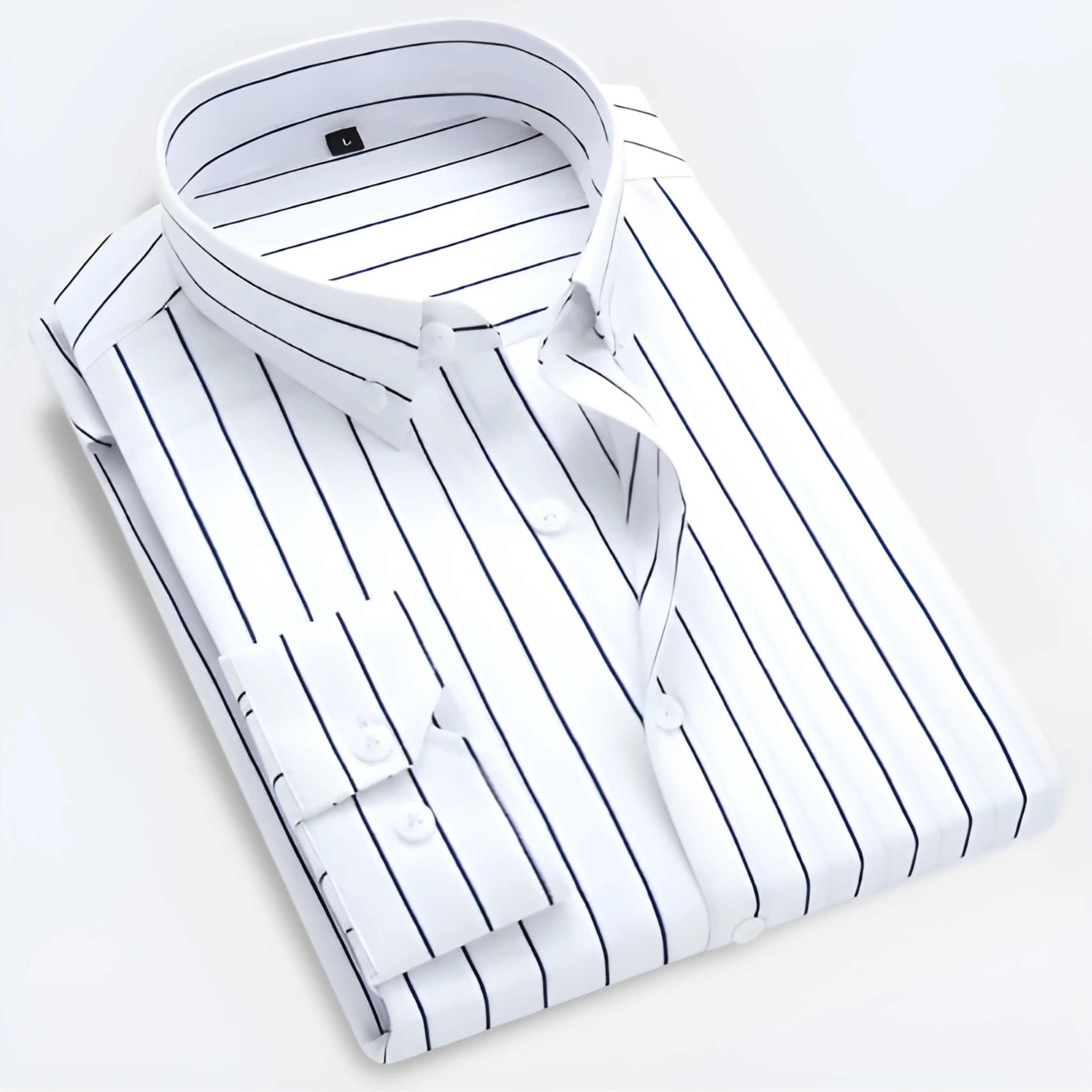 Heren Gestreepte Overhemd Lange Mouwen - Tailored Fit - Wit