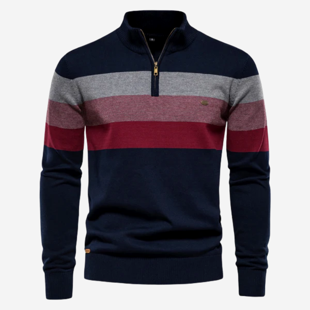 Heren Gestreepte Trui - Warm en Comfortabel - Blauw