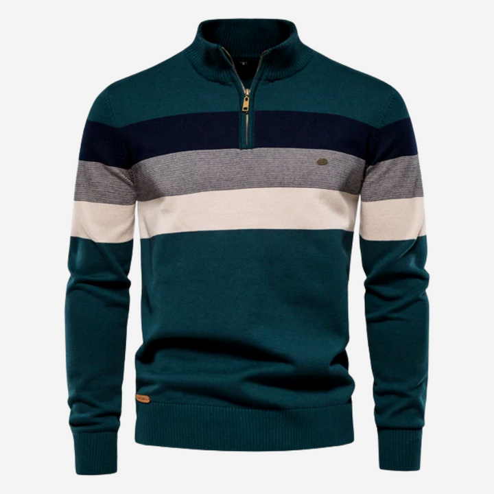 Heren Gestreepte Trui - Warm en Comfortabel - Groen