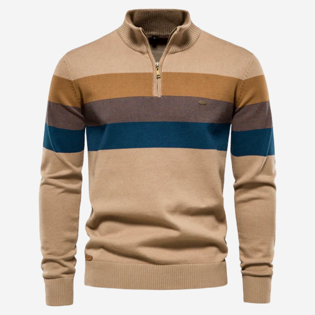 Heren Gestreepte Trui - Warm en Comfortabel - Khaki
