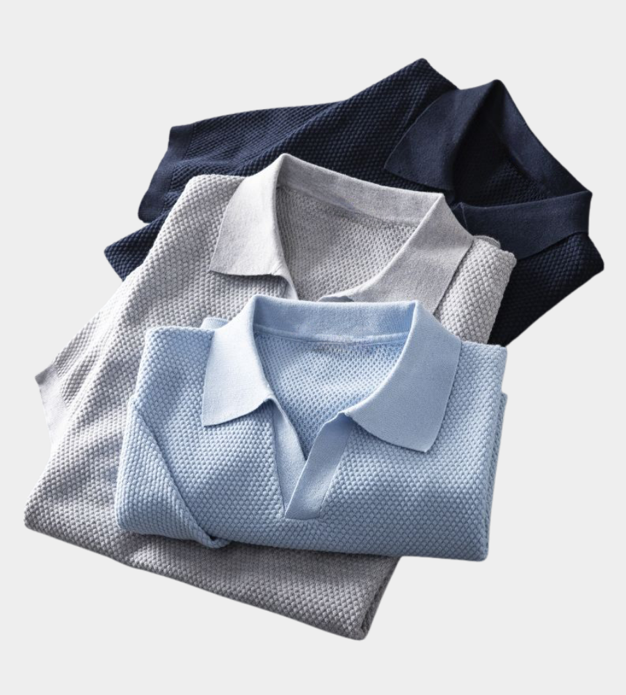 Heren Gestructureerde Knit Poloshirt - Klassieke Stijl
