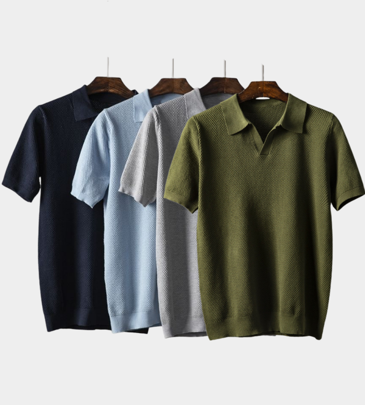 Heren Gestructureerde Knit Poloshirt - Klassieke Stijl