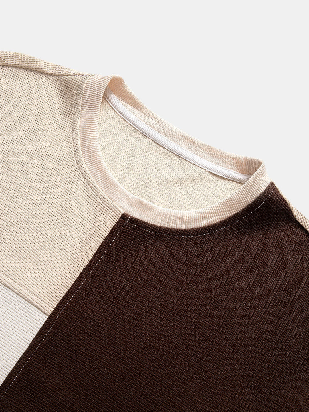 Heren Gestructureerde Wafel Sweatshirt met Patchwork - Relaxed Fit