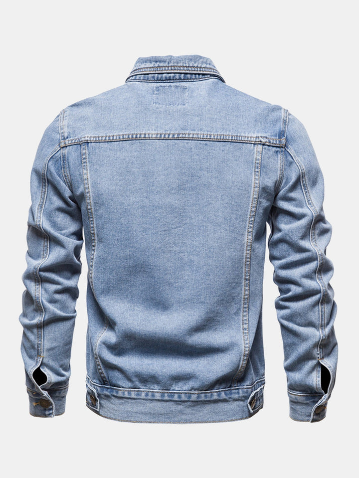 Heren Gewassen Denim Trucker Jacket - Klassieke Pasvorm