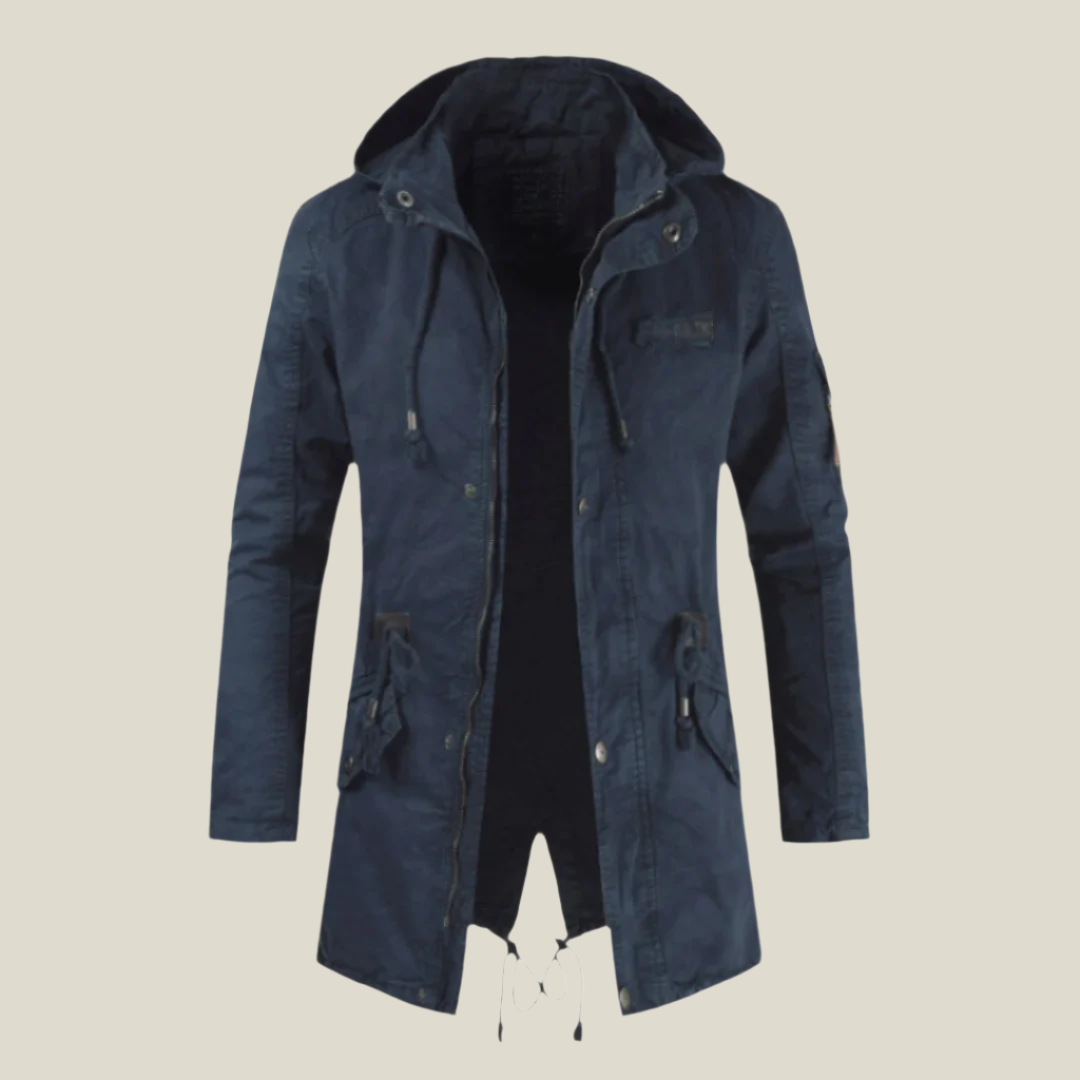 Heren gewatteerde jas met capuchon - Warm en stijlvol - Blauw