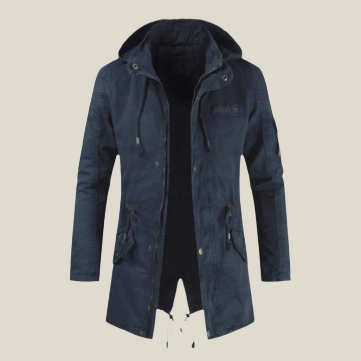 Heren gewatteerde jas met capuchon - Warm en stijlvol - Blauw