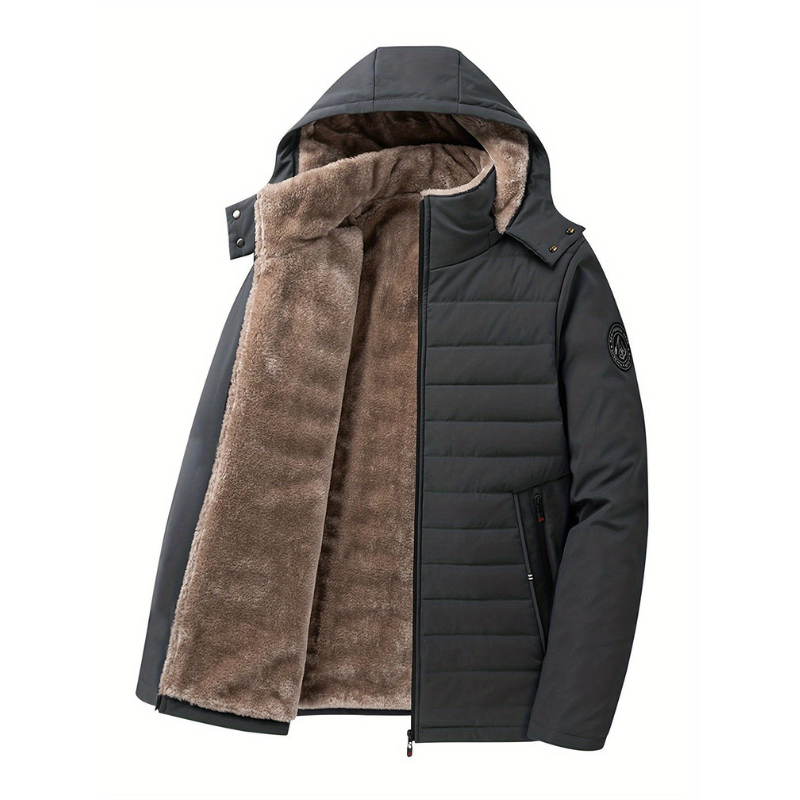 Heren Gewatteerde Winterjas met Capuchon - Warm - Grijs