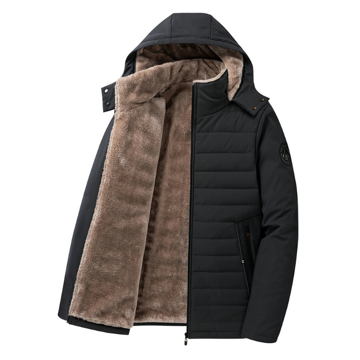 Heren Gewatteerde Winterjas met Capuchon - Warm - Zwart