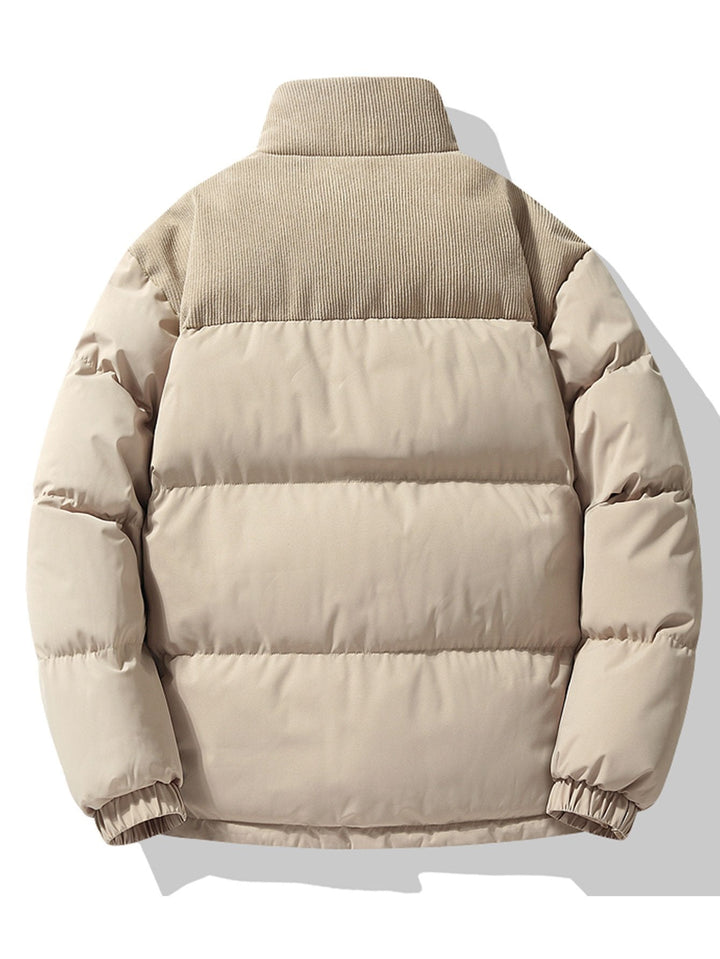 Heren Gewatteerde Winterjas met Corduroy Panelen - Casual Fit