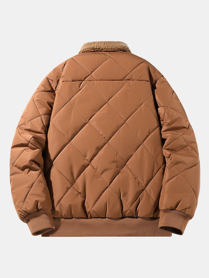 Heren Gewatteerde Winterjas met Teddy Fleece Kraag - Bomber
