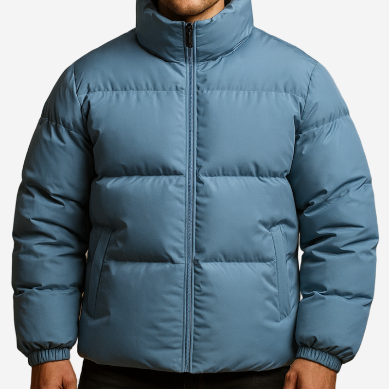 Heren Gewatteerde Winterjas - Warme Puffer Look - Blauw