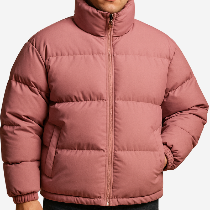 Heren Gewatteerde Winterjas - Warme Puffer Look - Roze