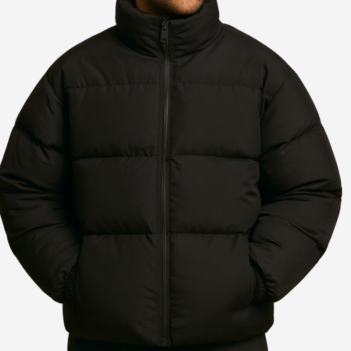 Heren Gewatteerde Winterjas - Warme Puffer Look - Zwart