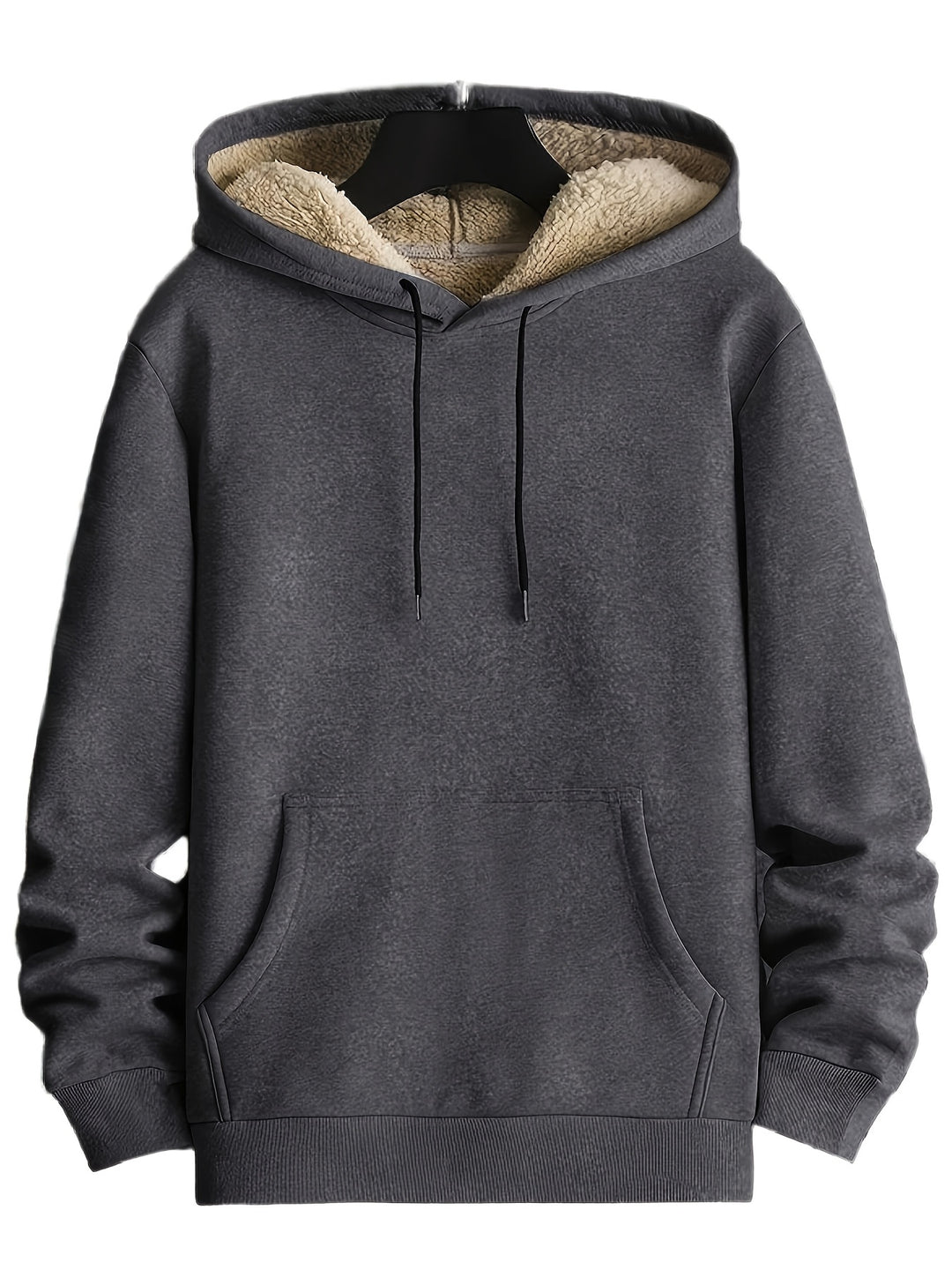 Heren Hoodie Gebreid met Nepbont - Warm & Casual - Donkergrijs