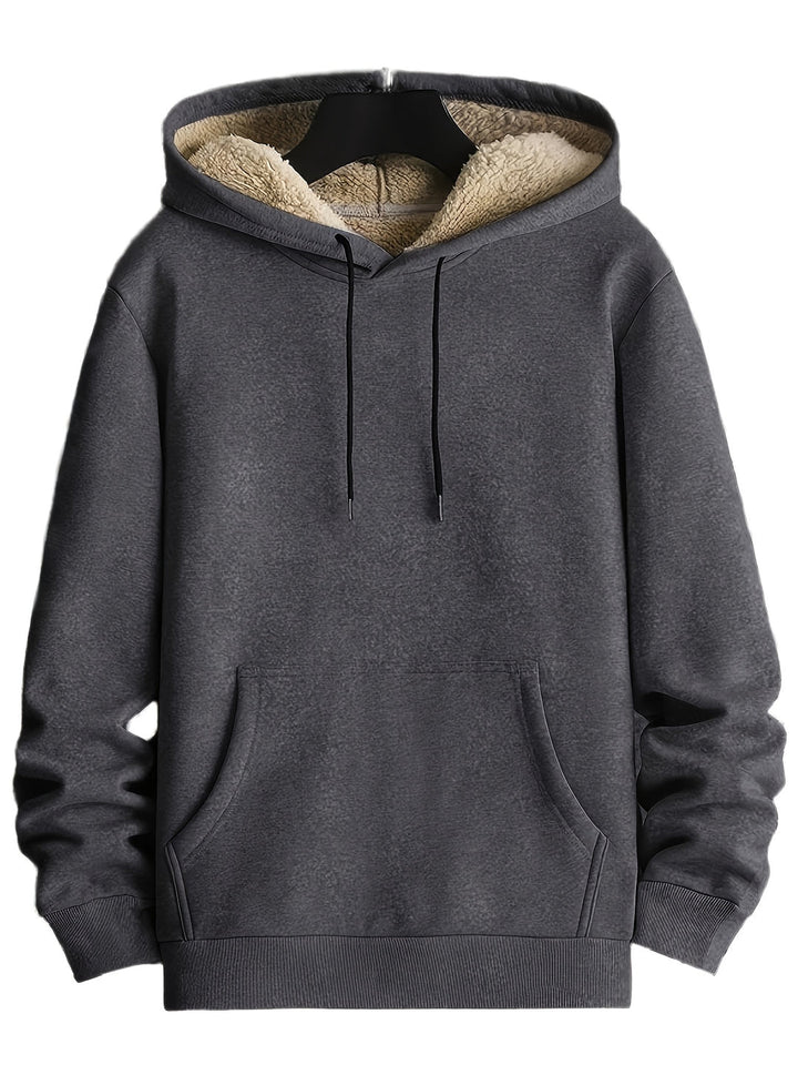 Heren Hoodie Gebreid met Nepbont - Warm & Casual - Donkergrijs