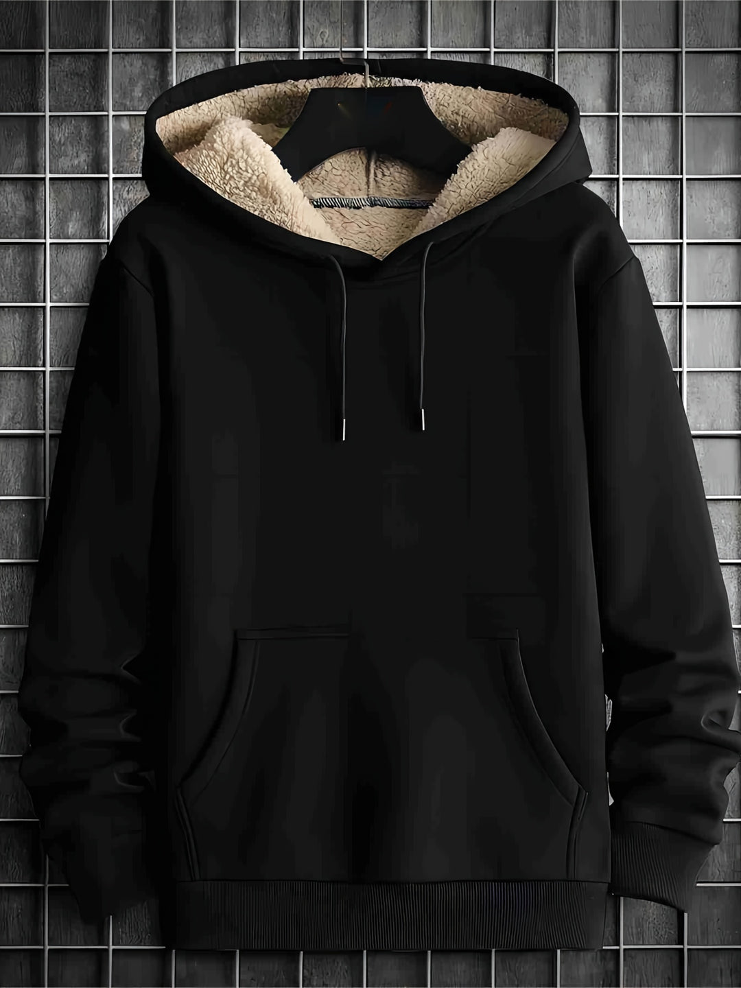 Heren Hoodie Gebreid met Nepbont - Warm & Casual - Zwart