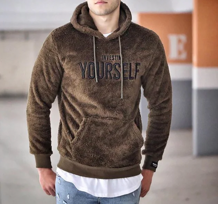 Heren Hoodie met Inspirerende Tekst - Comfortabele Pasvorm - Bruin