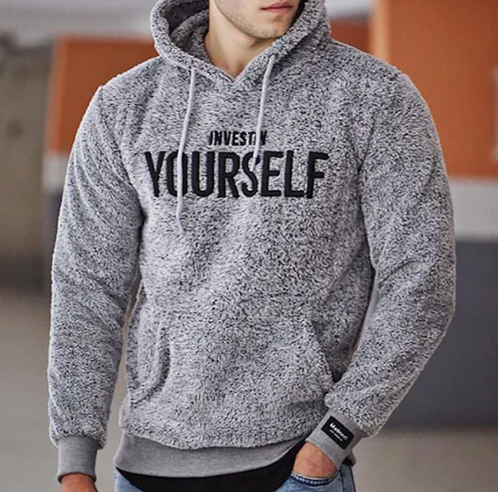 Heren Hoodie met Inspirerende Tekst - Comfortabele Pasvorm - Grijs