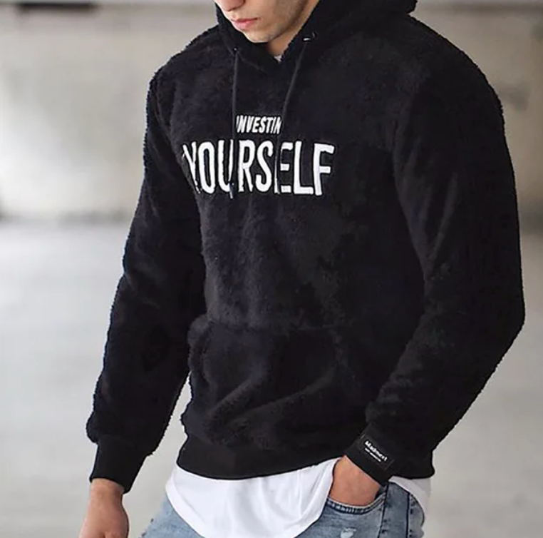 Heren Hoodie met Inspirerende Tekst - Comfortabele Pasvorm - Zwart