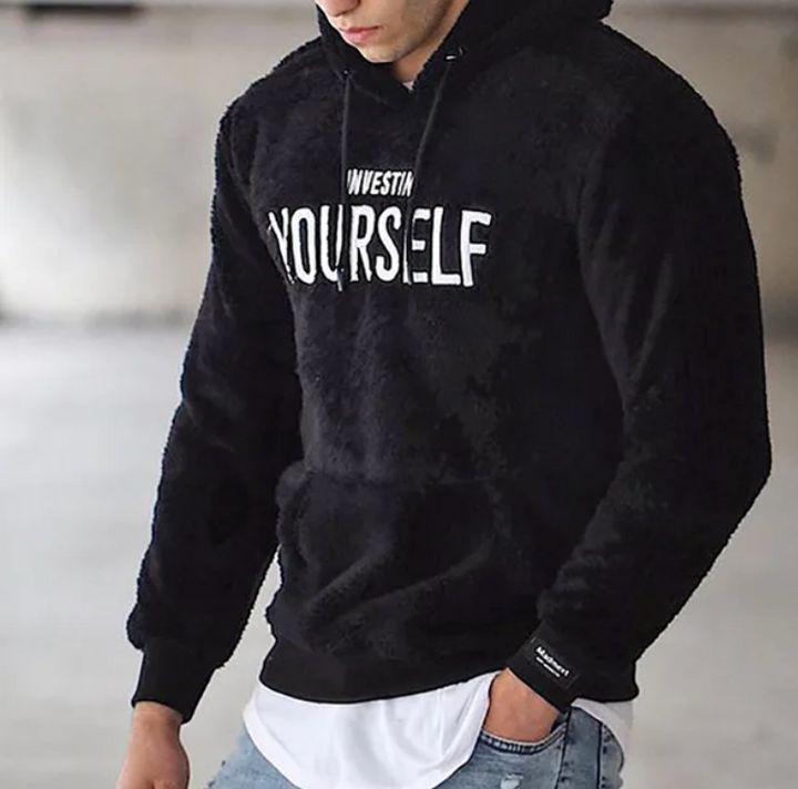 Heren Hoodie met Inspirerende Tekst - Comfortabele Pasvorm - Zwart